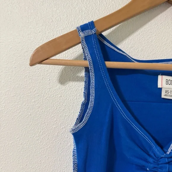 Urban Outfitters BDG Angel Ruched Tank Top Blue Cropped Babydoll Y2K NWT-XS - Picture 4 of 10